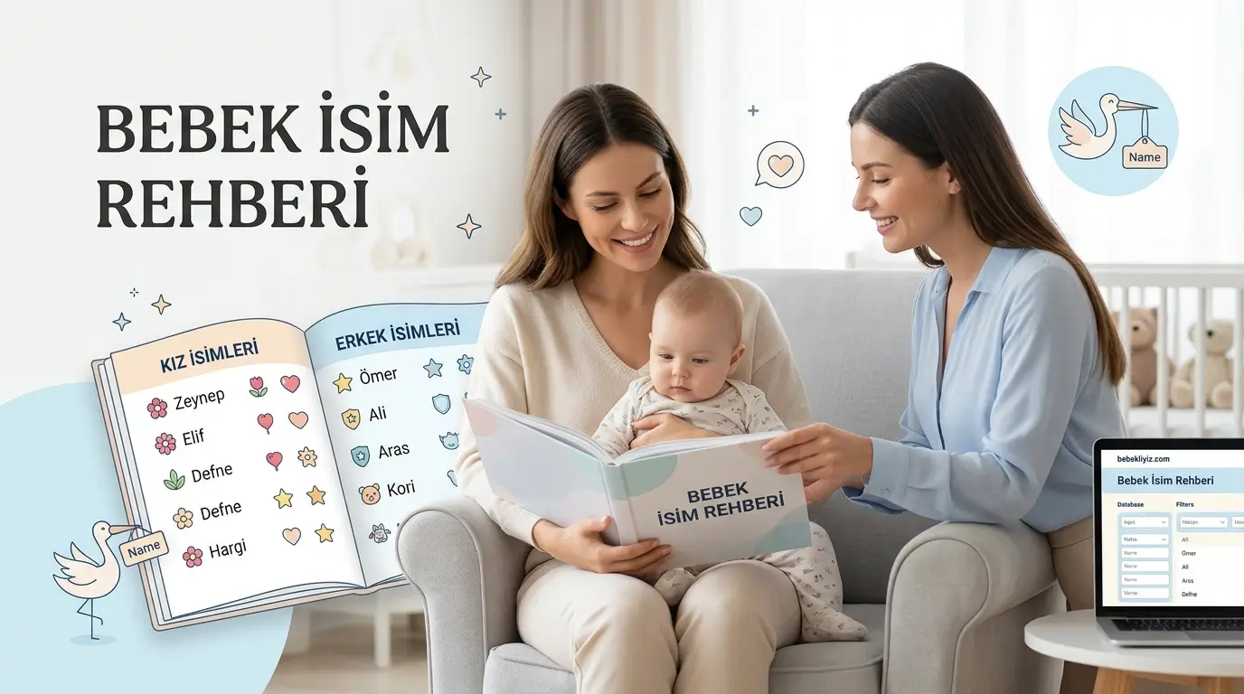 Bebek isim rehberi, kız ve erkek bebek isimleri ve anlamları takip aracı görseli