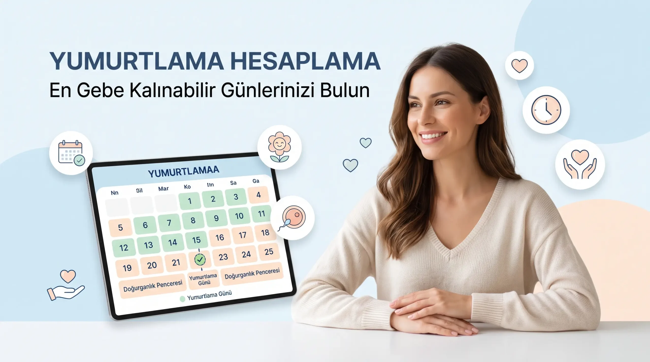 Yumurtlama hesaplama, ovulasyon takvimi ve gebe kalma günleri hesaplama aracı görseli